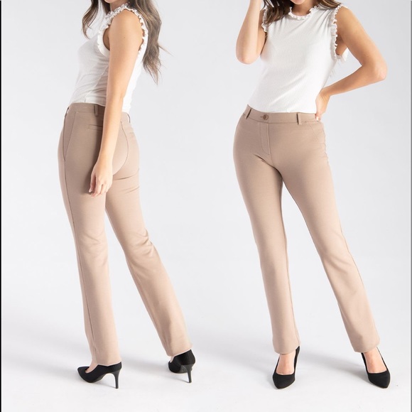 Betabrand Pants - Betabrand brown taupe straight leg yoga dress pants XL long